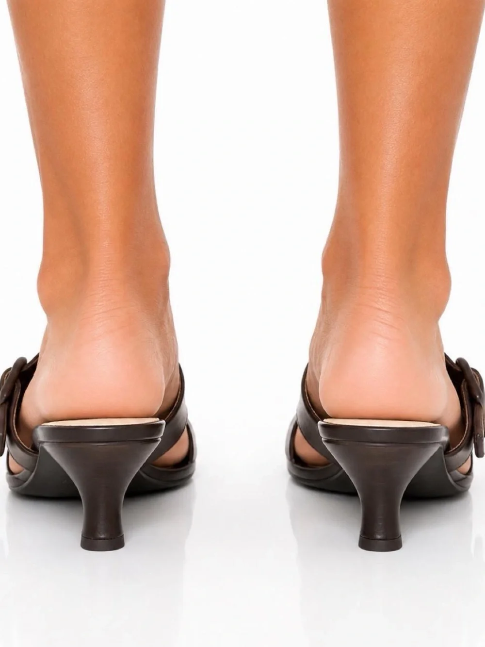 Classic Brown Leather kitten heels